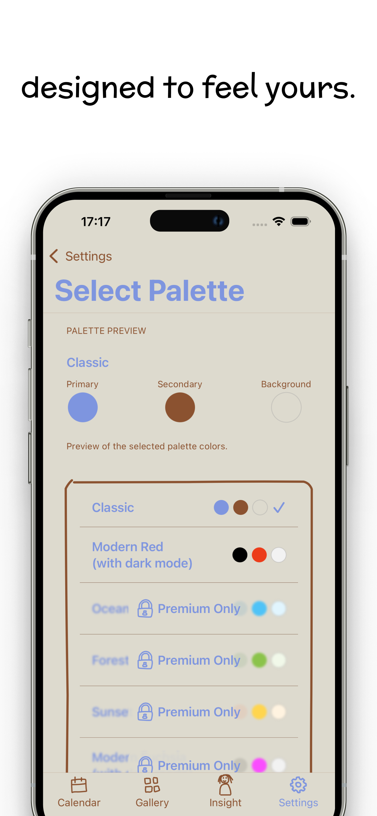 Choosing a custom color palette to personalize the Video Diary journaling app
